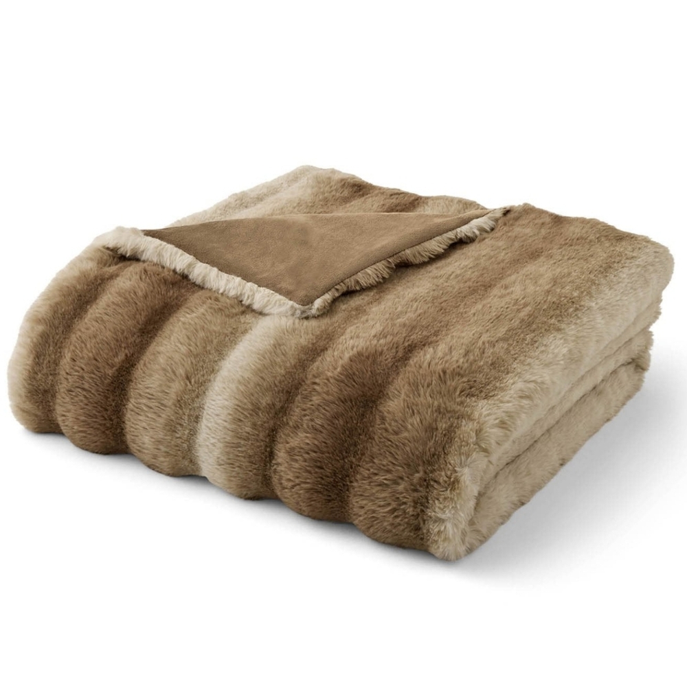 Member's Mark Luxury Taupe Chinchilla Faux Fur Throw 60"x70" - Picture 2 of 2